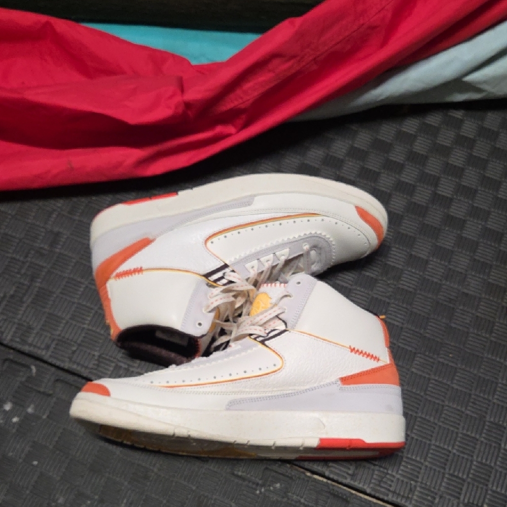 Jordan 2 Men’s White and Orange Athletic Shoes